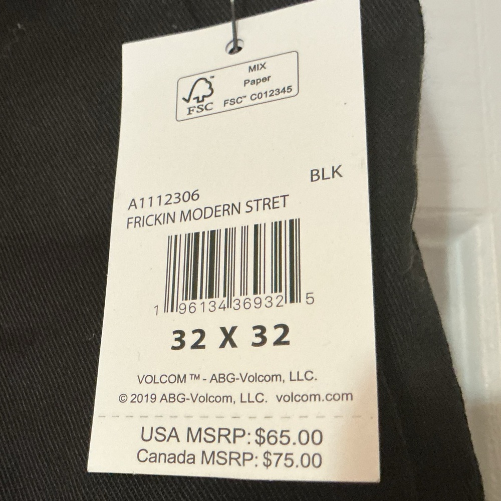 NWT Volcom Frikin Modern Stretch Chino Pants Black 32x32 - Picture 9 of 12